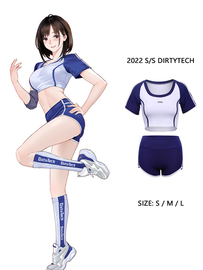 007 日本体操服 - かわいい半袖フィットネスセット