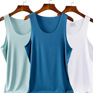 
New men's ice silk vest with wide shoulders, narrow shoulders and tailorable, breathable, sweat-absorbent, sports and fitness base vest, seamless single color