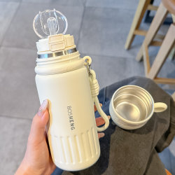 Thermos Cup for Women, High-Looking 2026 New Model, Stainless Steel Straw Cup for Pregnant Women and Postpartum Women, Portable Water Cup, Tea Cup