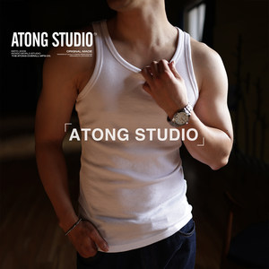 
ATONG Niu She ATONG 250G retro Lycra cotton thread vest men's sleeveless slim tough guy vest inner wear