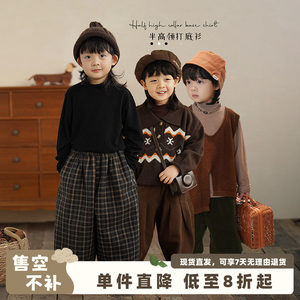
Yantaijia children's clothing boys' half turtleneck bottoming shirt spring clothing children's long-sleeved T-shirt baby black top autumn and winter