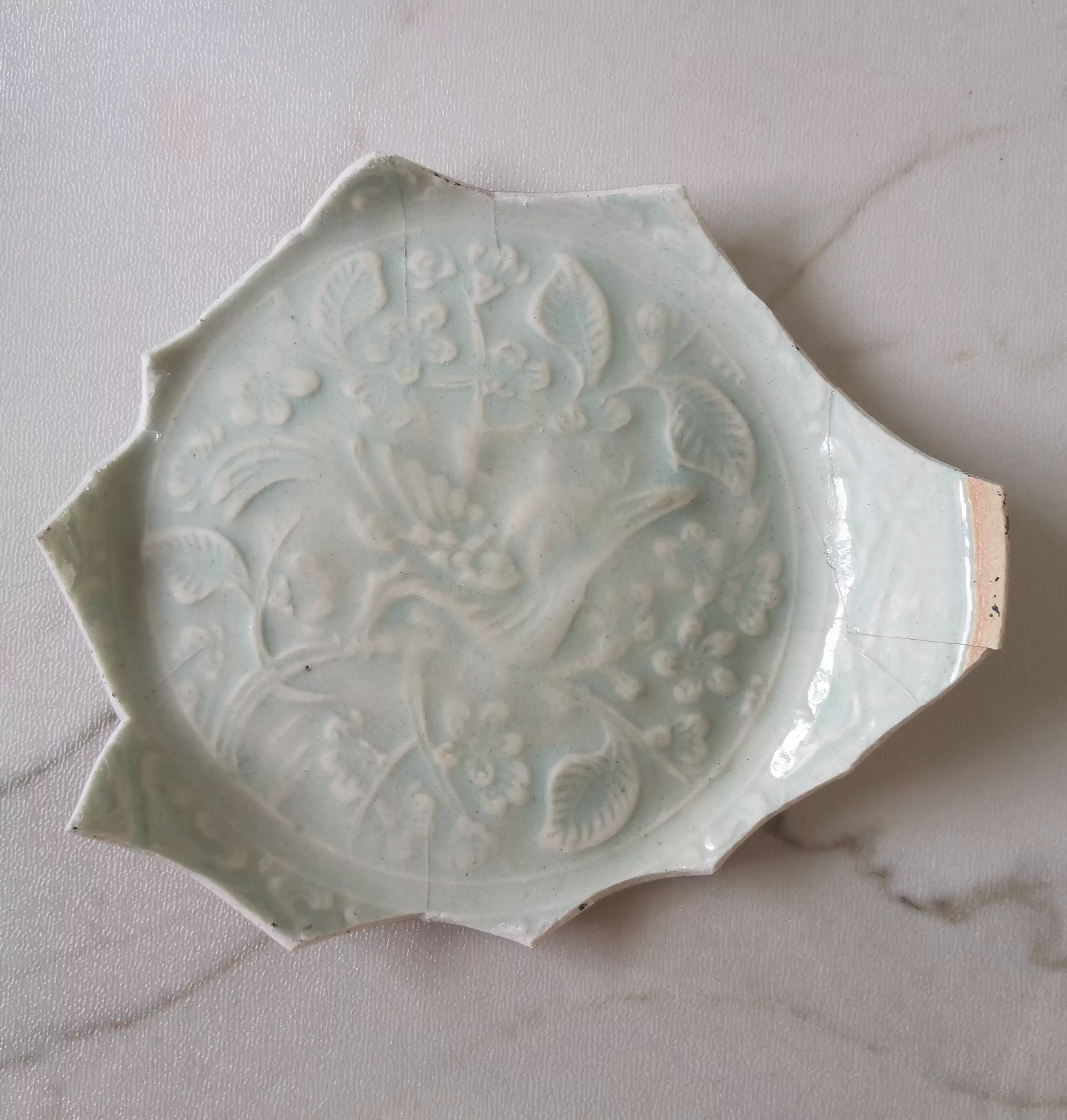 老瓷器瓷片古玩残件清康熙青花山水人物纹奇石宝鼎之珍款