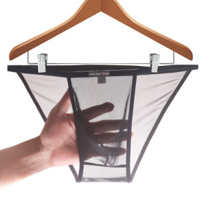 Men's exposed underwear men's fully transparent mini briefs mid-waist sexy mesh high-square-slim edges ultra-thin and smooth