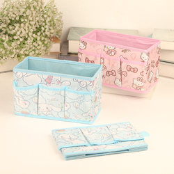 Cute Japanese-Style Cartoon Fabric Folding Small Makeup Box Stationery Accessories Classification Desktop Organizer Storage Box