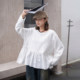 European Station 2024 autumn new simple A-line waist-hugging solid color shirt splicing pullover versatile solid color shirt