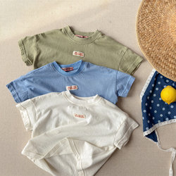 Aiko Acc Korean Style Kidsren's Spring and Summer New Style Simple Cotton T-Shirt for Boys and Girls with Short Sleeves
