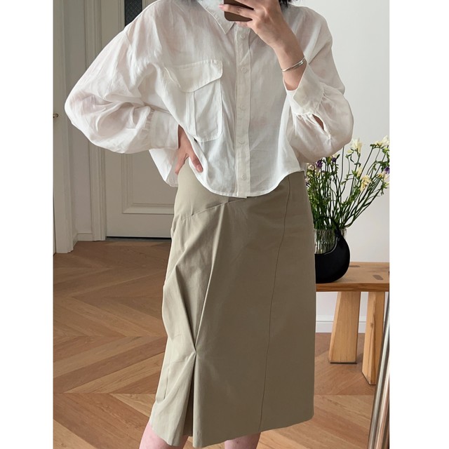 New summer style, Hong Kong style asymmetrical mid-high waist mid-skirt hip skirt skirt slit 0.27KG