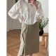 New summer style, Hong Kong style asymmetrical mid-high waist mid-skirt hip skirt skirt slit 0.27KG
