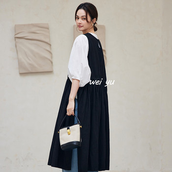 Weiyu large-size women's clothing, tied vest skirt on both sides 2025 summer new solid color layered dress literary and sweet