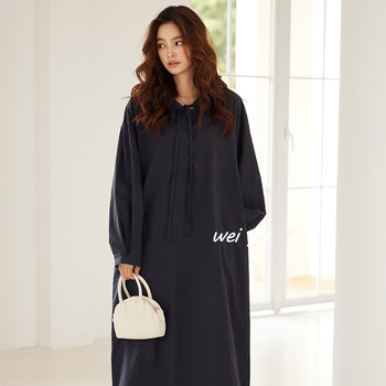 
Plus size women's solid color dress 2025 spring and summer new style