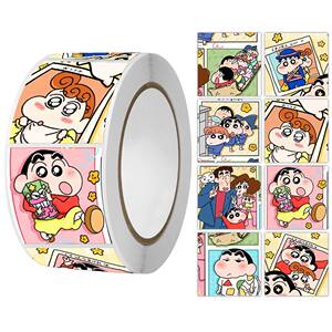 Cartoon cute crayon Shin-shirt stickers whole roll creative ins decorative hand account card seal sticker roll sticker 500 pieces