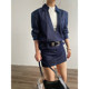 
AcupStudio Jiang You Shang Shang European and American high-end large V-neck denim top + high-waist denim skirt suit