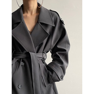 
AcupStudio Jiang's upper right double-breasted high-end windbreaker spring women's British high-end style loose long jacket