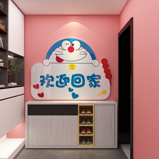 Doraemon wall sticker welcome to go home door decoration elevator children's room laying bedroom wall background
