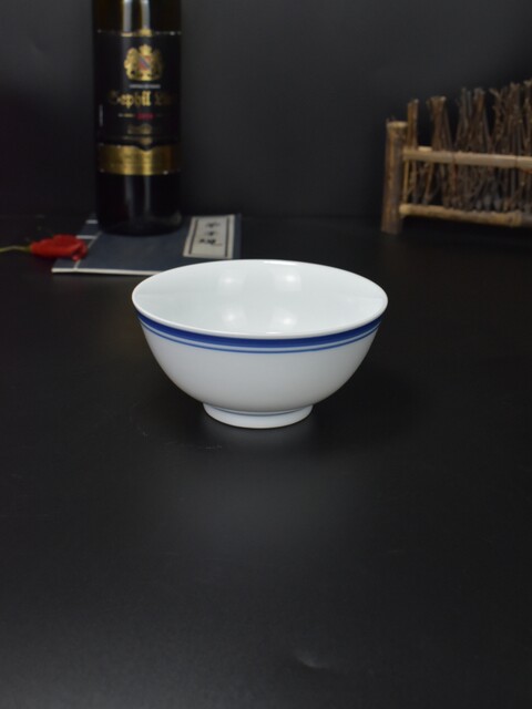 Jingdezhen Nostalgic Old-Fashioned Blue-Rimmed Bowl Ceramic Porridge ...