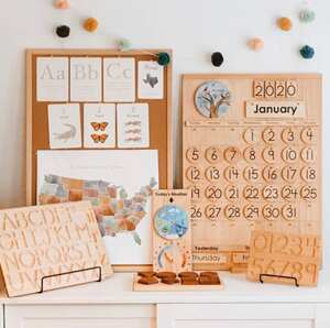 Courtesy spot American FromJennifer Montessori teaching aids calendar set weather schedule log toys