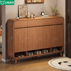 Shoe Cabinet at the Entrance, Home Entryway Cabinet, Integrated 2025 New Model, Popular Large-Capacity New Chinese-Style Solid Wood Shoe Rack
