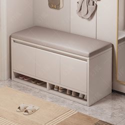 Shoe-Changing Bench for Home Entrance, Can Be Used as a Shoe Cabinet and Bench, Integrated Shoe Rack, New High-End Long Bench for Wearing Shoes Outside the Door or in the Hallway