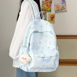 School Bag for Female College Students, Versatile Japanese-Style Ins-Style Backpack for High School and Middle School Students, Star-Patterned Backpack for Middle School Students