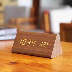 Japanese Imported Wooden Electronic Led Clock Table Clock Digital Night Light Silent Alarm Clock Simple Student Desktop