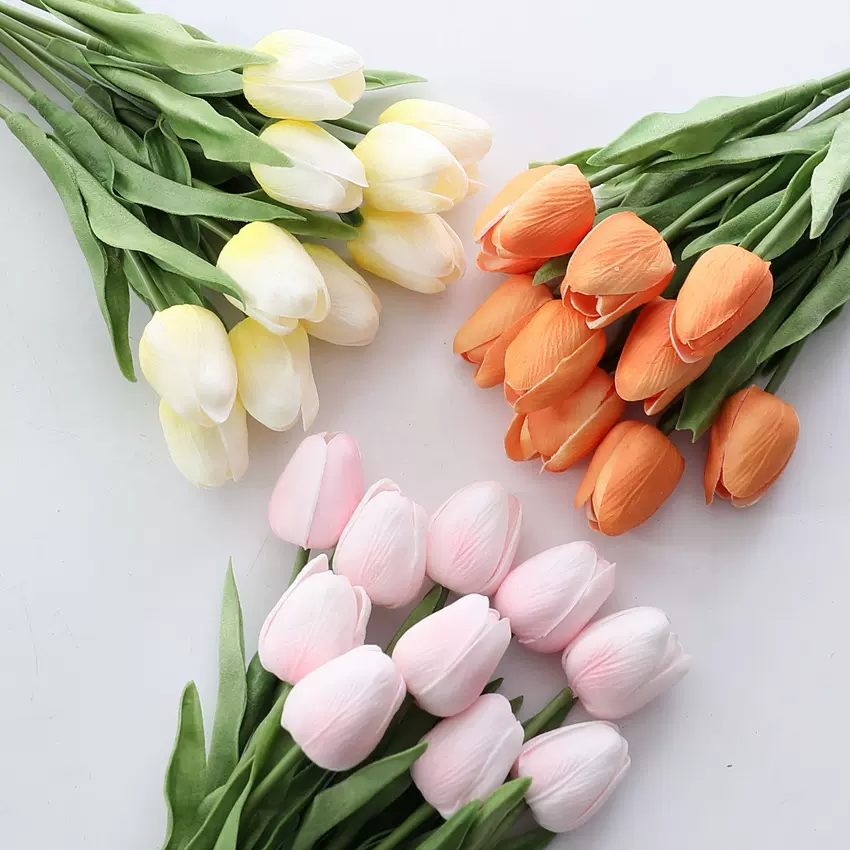 上新色pu迷你鬱金香荷蘭鬱金香花絹花人造假花餐桌花藝仿真