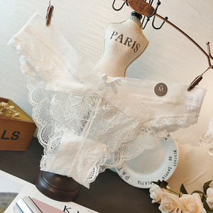 European and American sexy lace cross -wide waist perspective perspective low -waist cotton inner crotch inner pants, women's soil high bombs high -end '
