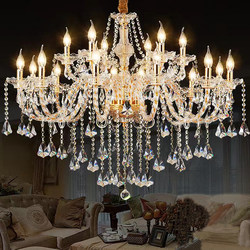European-Style Crystal Chandelier, Golden Glass Lamp, 24-Head for Living Room, 8-Head for Dining Room, Grand Bedroom, Shop, Hotel, Villa Lamp