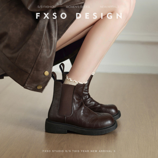 Uncle Fangxiang 2025 new autumn Korean style Chelsea boots retro fashion flat Martin boots short boots for women