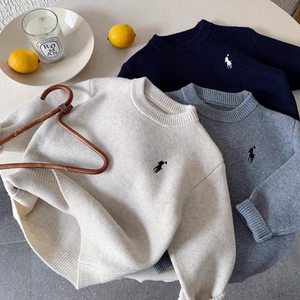 
Boys and girls sweaters 25 autumn and winter new boys trendy brand embroidered pullover sweaters baby thickened bottoming sweaters