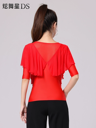 Современный танец -TOP New Latin Dance Service Design Sense Consed Dance Drange Walls Женская одежда танцевальная куртка