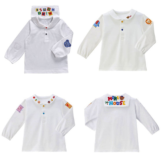 
Japanese mik children's long-sleeved T-shirt spring and autumn clothing for boys and girls pure cotton bottoming shirt cartoon lapel inner sleeve shirt