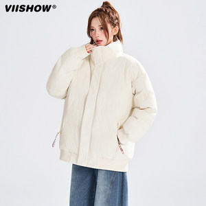
VIISHOW trendy brand retro winter thickened stand-collar cotton coat for men and women, loose and versatile, warm and casual cotton coat for couples