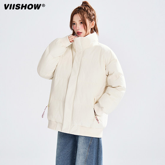 
VIISHOW trendy brand retro winter thickened stand-collar cotton coat for men and women, loose and versatile, warm and casual cotton coat for couples