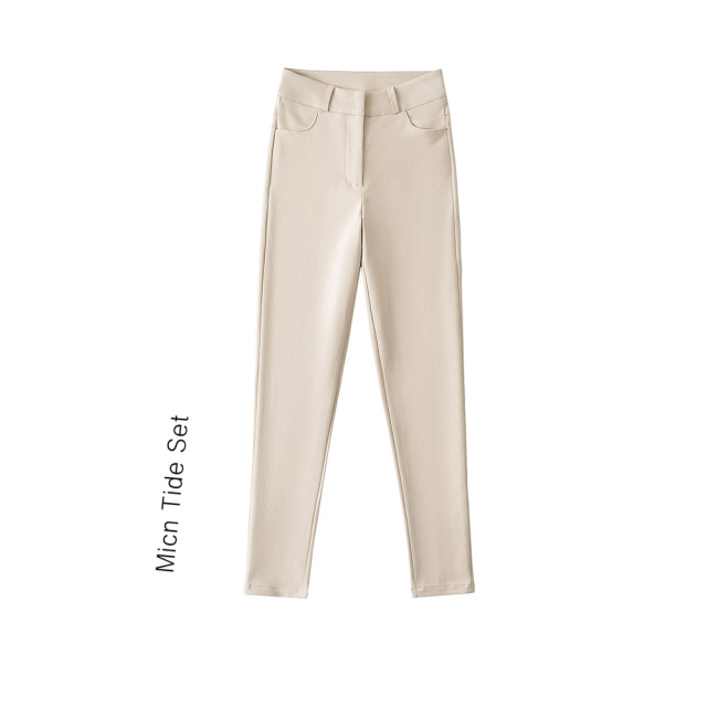 Basic elastic slim trousers, peach hips, high waist, small feet pants, slim tights, legs, nine-point pants