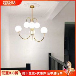 Staircase Chandelier, Simple Modern Mid-Century Style, Loft Apartment, Small Apartment, Open Living Room Light, Sloped Ceiling Duplex Chandelier