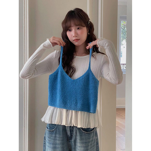 Geming Korean-style layered wool knitted suspenders for women's spring new pit vest J744B
