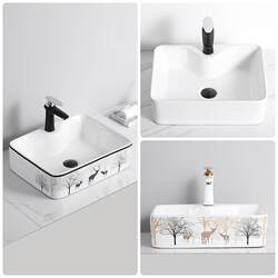Countertop Basin Wash Basin Single Basin Balcony Bathroom Ceramic Wash Basin Small Size Wash Basin Hotel Home Square