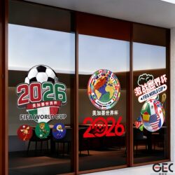 Usa, Canada, and Mexico 2026 Passionate World Cup Electrostatic Glass Stickers Sports Stadium Lottery Station Bar Promotional Poster Stickers