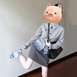 Wilderness Space Autumn Fake Two-Piece Cardigan Sweatshirt for Women 2025 New Style Petite Jacket Early Autumn Trendy Outfit