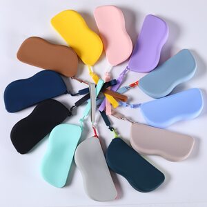 Portable silicone glasses bag with lane rope hanging bag sunglasses sunglasses soft protective set storage bag hand ranging box
