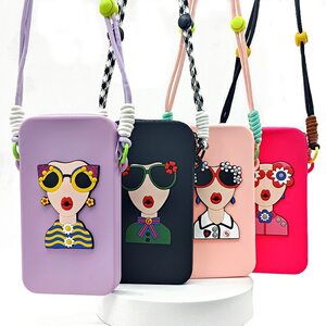 
Crossbody carry-on bag for mobile phone silicone coin purse student portable versatile headphone miscellaneous storage bag portable