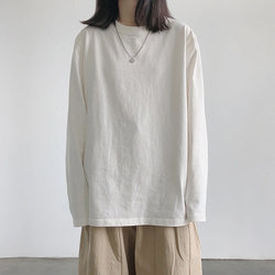 Pure Cotton White Long-Sleeve T-Shirt for Women, Loose Fit, Suitable for Spring and Autumn, Can Be Worn as an Inner Layer or Outerwear, Harajuku Style