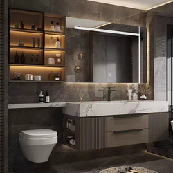 Bathroom cabinet customization smart bathroom cabinet non-standard custom slate seamless basin hot-bent integrated basin ceramic basin wash basin
