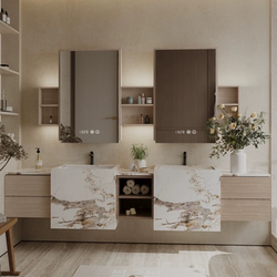 Light luxury style column integrated basin floor-standing bathroom cabinet combination modern simple bathroom washbasin washbasin