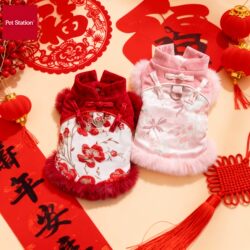 Flowers Bloom, Wealth Increases, New Year Puppy Winter Clothing, Autumn and Winter Thickened Teddy Bichon Small Dog Pet Clothes, New Year Vest