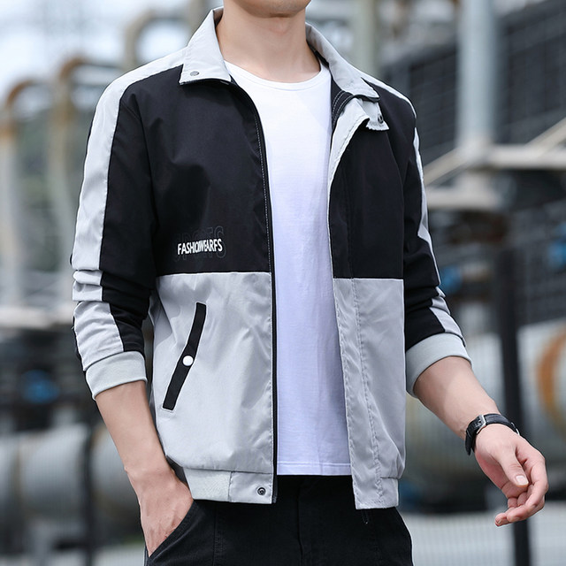 2023 New Men's Jacket Autumn Trendy Color Blocking Workwear Spring and ...