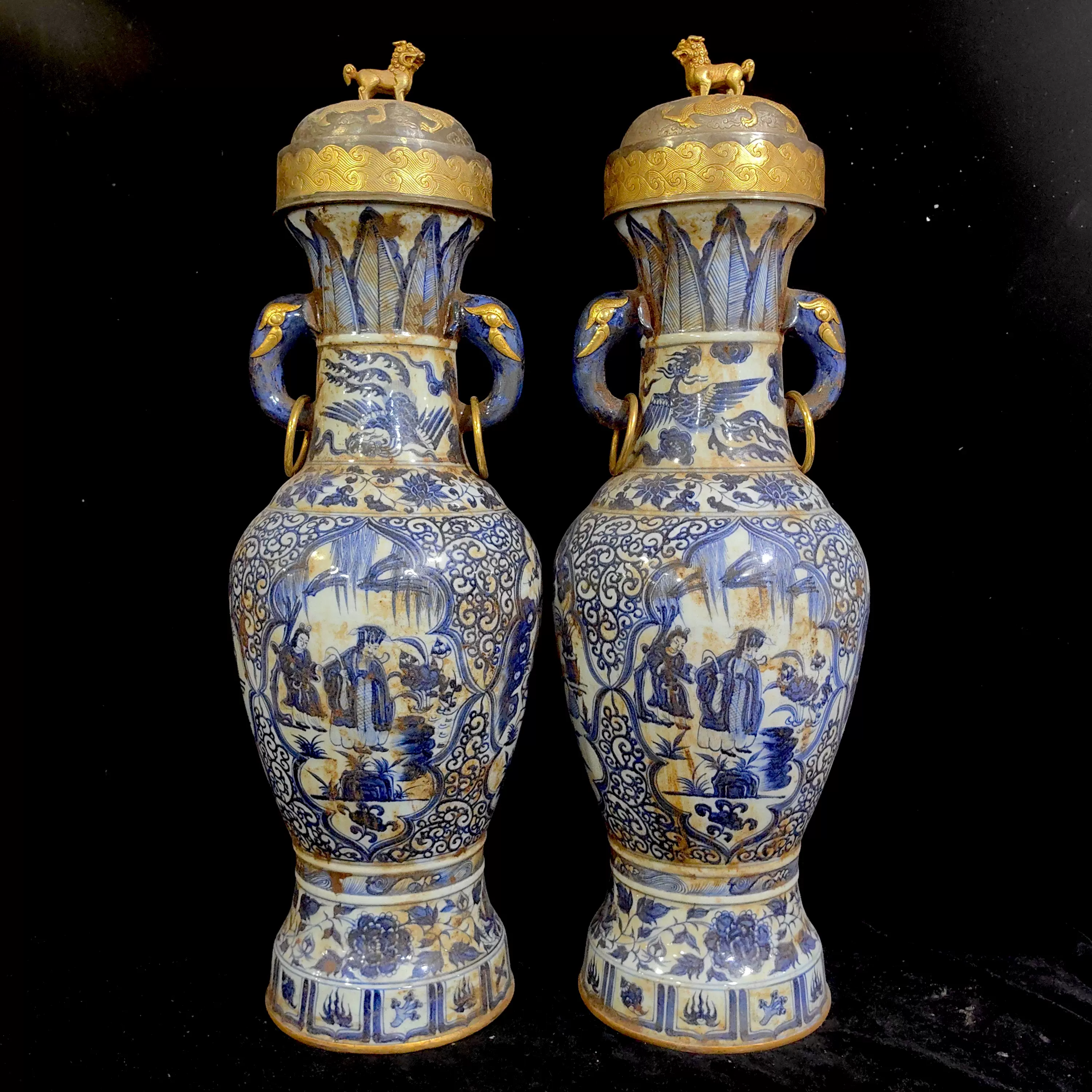 清乾隆帝浮彫藍釉粉彩花鳥天球瓶 景徳鎮 陶磁器 装飾