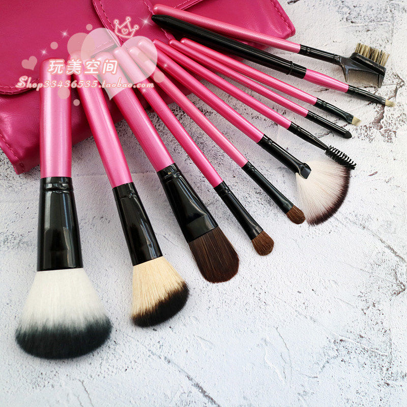 Set de 11 Pinceles de Maquillaje con Cerdas de Fibra y Bolsa