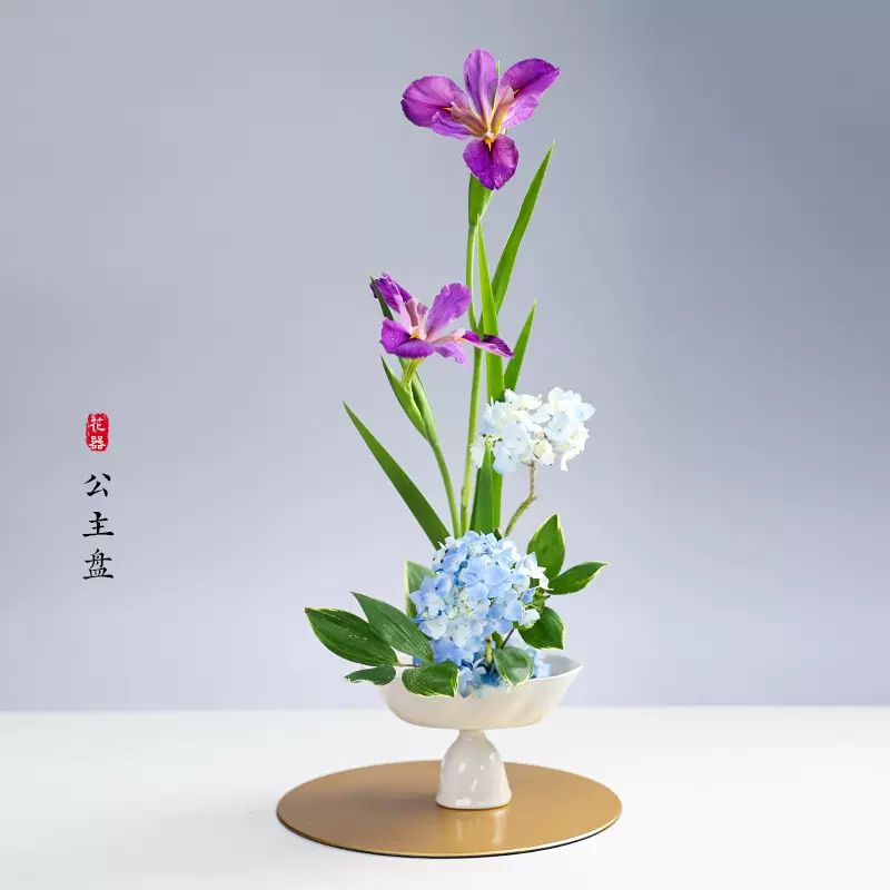 小原流花器曲型s型日式花道组合盘创意陶瓷花盆花艺插花入门器皿-Taobao