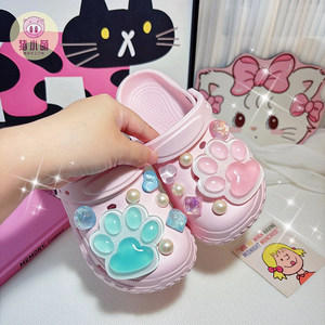 
High-looking pink girls' clogs, women's 2026 new super popular children's non-slip slippers, summer outer sandals